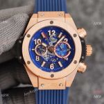 Copy Hublot Big Bang Unico King Chronograph watch Rose Gold Blue Dial